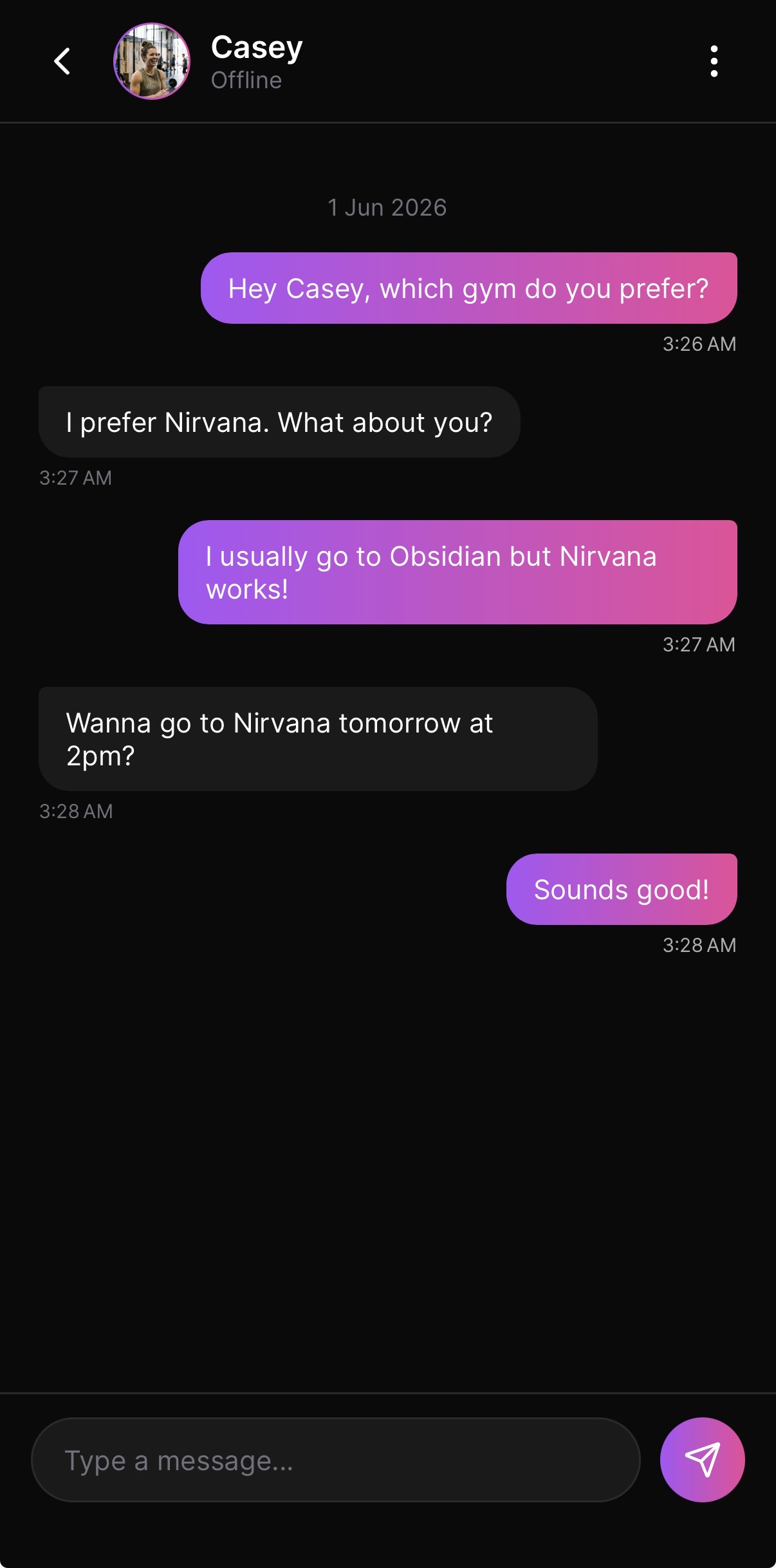 Spotnik chat & session planning screen