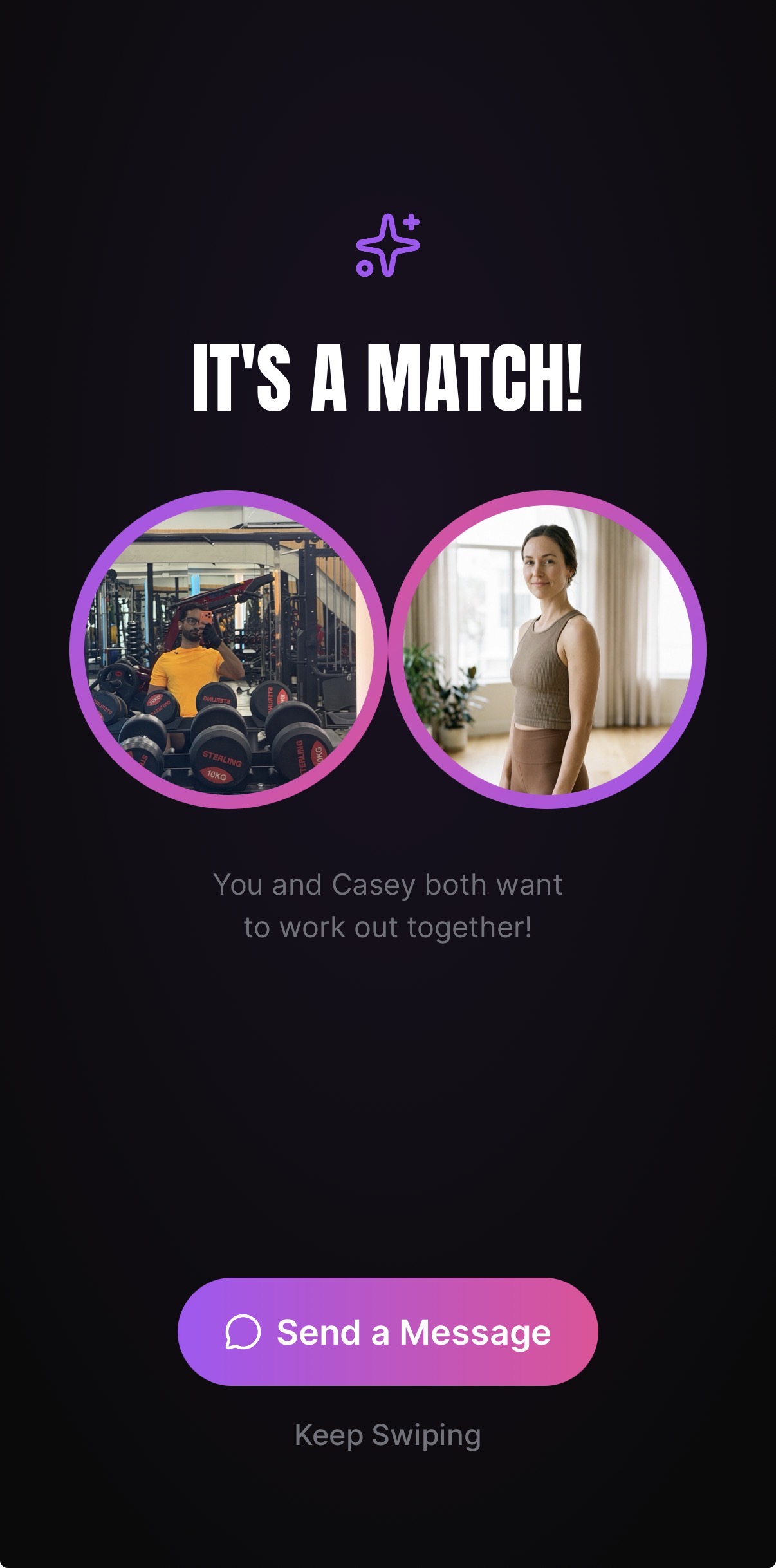 Spotnik 'It's a Match!' screen